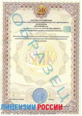 Образец сертификата соответствия (приложение) Шилка Сертификат ISO 13485